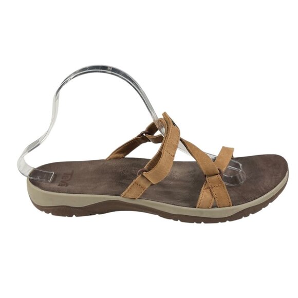 Teva Elzada Women's Tan Leather Upper Slip-On Sandals Size 11 Adjustable Straps - Picture 1 of 16